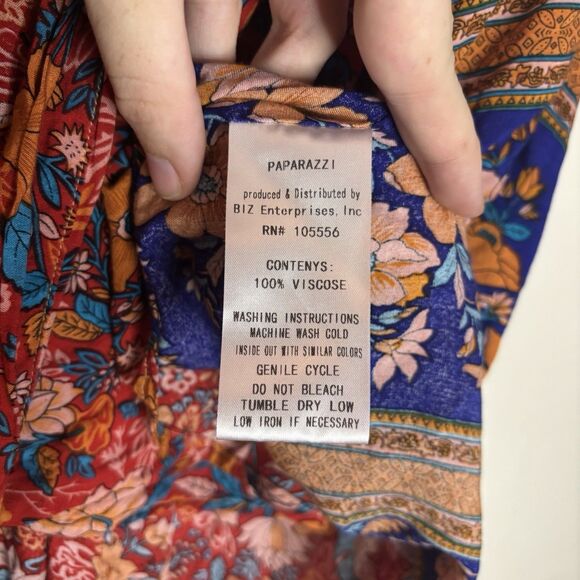 PAPARAZZI One Size Floral Viscose Tie Front Top Shawl Coverup Kimono Plus Size - Picture 5 of 6